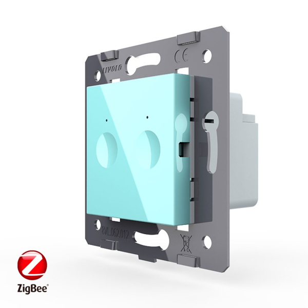Двухклавишный сенсорный выключатель ZigBee Module, цвет зеленый (механизм) Livolo