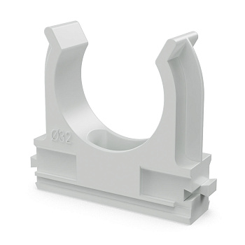 Крепеж-клипса для труб АБС-пластик в п/э d32 мм (25шт/500шт уп/кор) Промрукав