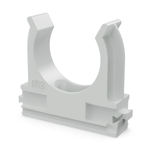 Крепеж-клипса для труб АБС-пластик в п/э d32 мм (25шт/500шт уп/кор) Промрукав