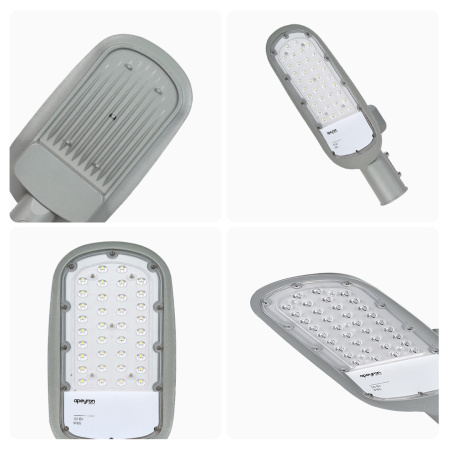 29-01 Светильник светодиодный, уличный, консольный 30Вт, 230/50Гц, 3300лм, 5000К, IP65, КСС "Ш", 380*172*65мм, Ф50мм, серый Apeyron