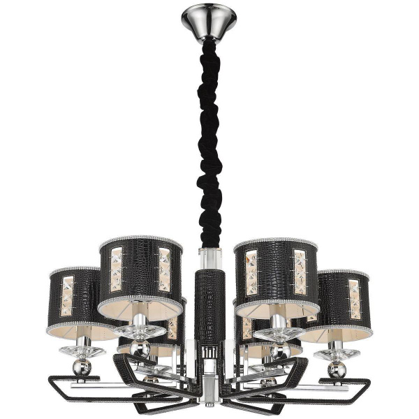 Люстра подвесная Хром, Черный/Черный, Прозрачный E14 6*40Вт WE393.06.023 WERTMARK