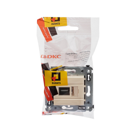 USB 2.0 розетка одинарная в стену, тип А-А, "Avanti", "Ванильная дымка" DKC