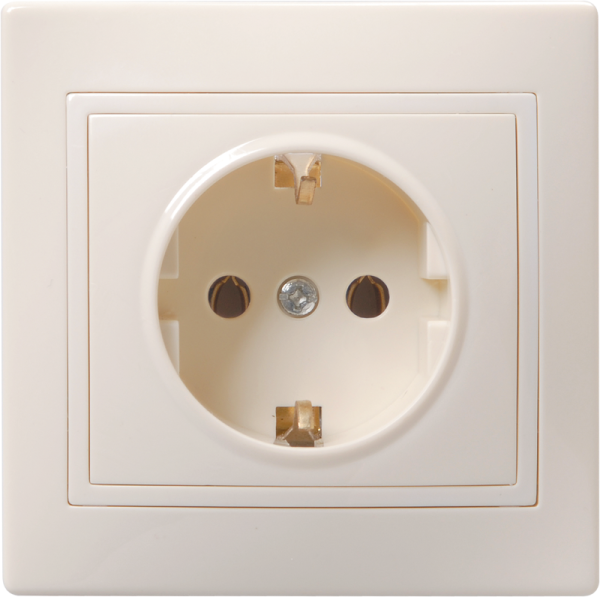 Розетка 1-местная РС10-3-Км с з/з без защитной шторки 16А керамика КВАРТА кремовый IEK