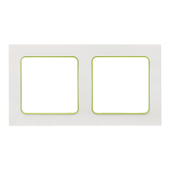 Стокгольм Рамка 2-местная белая с линией цвета зеленый EKF
