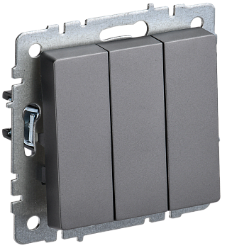 BRITE Выключатель 3-клавишный 10А ВС10-3-0-БрС сталь IEK BRITE Выключатель 3-клавишный 10А ВС10-3-0-БрС сталь IEK