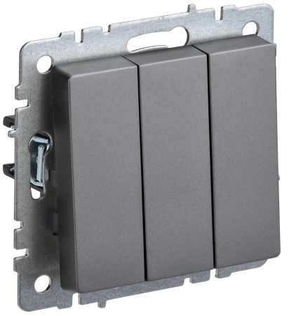 BRITE Выключатель 3-клавишный 10А ВС10-3-0-БрС сталь IEK BRITE Выключатель 3-клавишный 10А ВС10-3-0-БрС сталь IEK