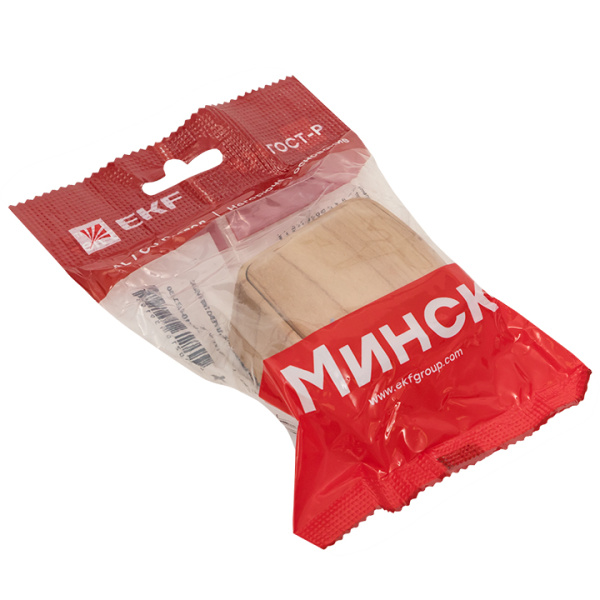 Минск Выключатель 1-клавишный ОП 10А светлое дерево EKF