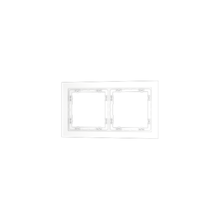 Рамка стеклянная Voltum S70 на 2 поста, (белый, матовый, стекло)