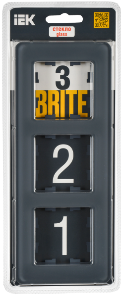BRITE Рамка 3-мест. РУ-3-2-Бр стекло графит RE IEK