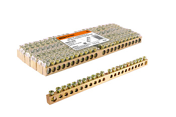 Шина "N" нулевая 6х9мм 24/1 (24 группы/крепеж по центру) TDM