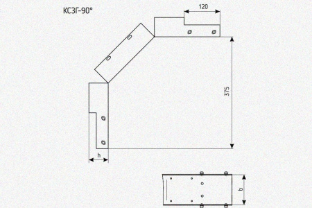 Лоток замковый глухой КСЗГ 100х100-90 УХЛ1 для поворота трассы вниз на 90, горячее цинкование S1,5