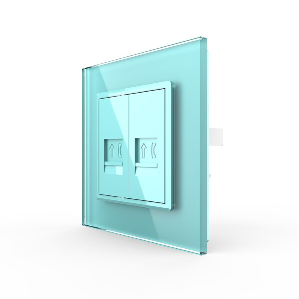 Розетка телефон двойная Зеленая Livolo