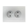 Валенсия Лицевая панель розетка 2-местной б/з 10А сталь с защ, штор, EKF