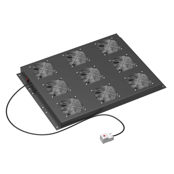 Потолочный модуль 9 вентиляторов с термостатом для крыши напольных 19" IT-корпусов ДКС серии CQE шириной 800мм, RAL9005 DKC