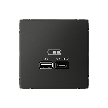 ARTGALLERY USB РОЗЕТКА A + тип-C 45Вт высокоскор.заряд. QC, PD, механизм, БАЗАЛЬТ Systeme Electric