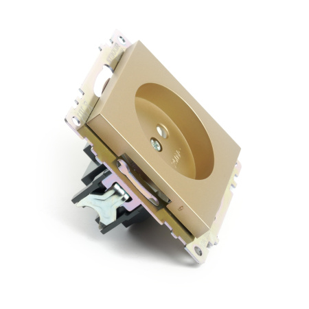 Розетка 1-местная с защитной шторкой (механизм) б/з,STEKKER, GLS10-7109-08, 250В, 10А, серия Катрин, золото Розетка 1-местная с защитной шторкой (механизм) б/з,STEKKER, GLS10-7109-08, 250В, 10А, серия Катрин, золото