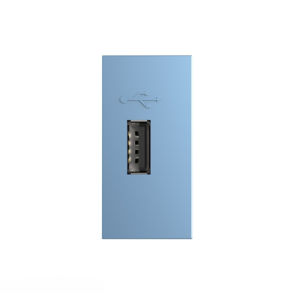 Розетка USB с блоком питания 2.1А 5В, цвет синий (механизм) Livolo