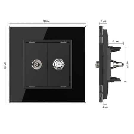 Розетка ТВ/Спутниковая SAT Черная Livolo