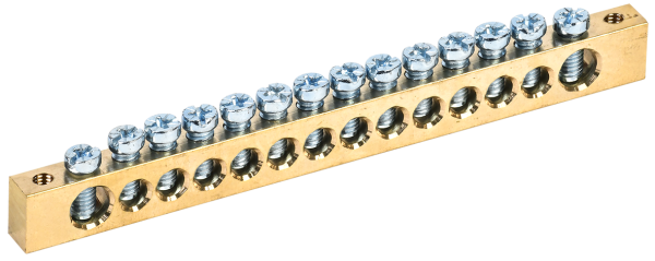 Шина PEN "земля-ноль" 8х12мм 14/2 (14групп/крепеж по краям) IEK