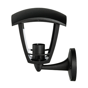 11-149 Светильник садово-парковый, настенный вверх, «Дели», Е27х60Вт, 4-х гранный, пластик, черный, прозрачный поликарбонат, 164х192х223мм, НБУ 07-60-