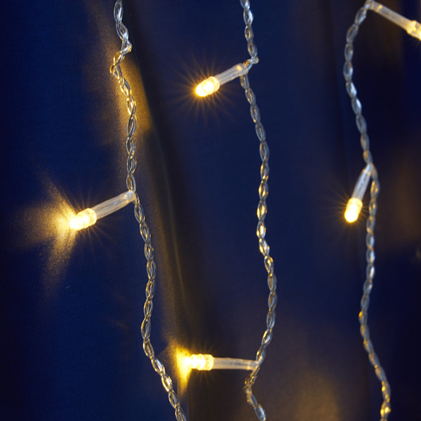 Св/д гирлянда Feron CL22 бахрома, статичная, 4,5м*0,7м + 3м 230V желтый, прозр.шнур