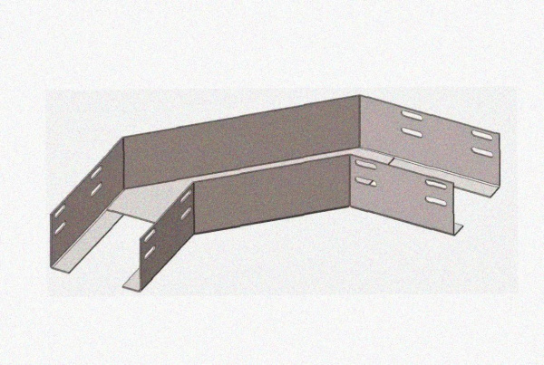 Лоток угловой замковый глухой КГЗГ 600х100-135 УТ1,5 поворот на 135, оцинкованный лист, S1,5