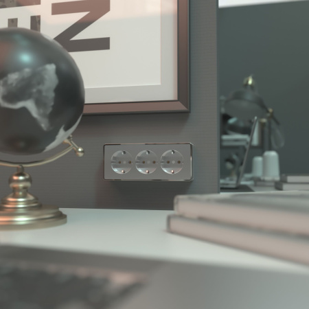 Розетка тройная с заземлением и шторками (серебряный) Gallant ОУ IP20 Werkel