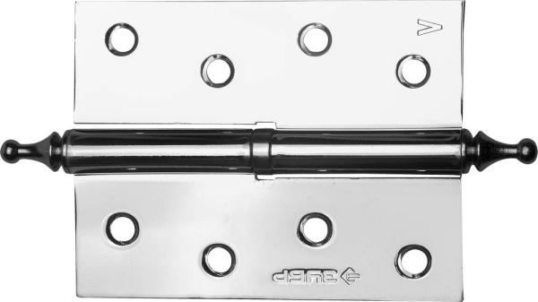 Петля дверная разъемная "ЭКСПЕРТ", 1 подшипник, цвет хром (CP), левая, с крепежом, 100х75х2,5мм, 2 шт ЗУБР