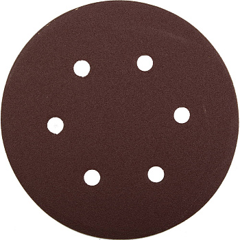 Круг шлифовальный "Мастер" универсальный, из абразивной бумаги на велкро основе, 6 отверстий, Р100, 150мм, 5шт ЗУБР