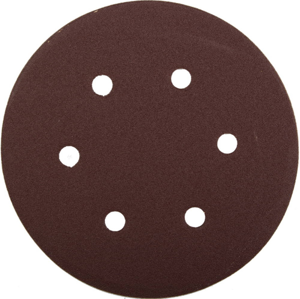 Круг шлифовальный "Мастер" универсальный, из абразивной бумаги на велкро основе, 6 отверстий, Р100, 150мм, 5шт ЗУБР