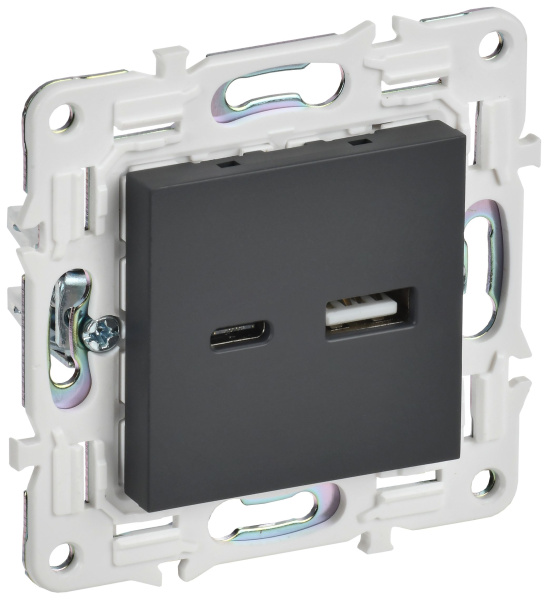 SKANDY Розетка USB A+C 18Вт SK-R13G графит IEK SKANDY Розетка USB A+C 18Вт SK-R13G графит IEK