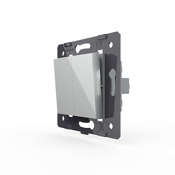 Двухклавишный механический выключатель, цвет серый (механизм) Livolo