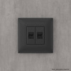Компьютерная розетка RJ-45 без шторки в стену, кат.6 двойная, "Avanti", "Черный матовый" DKC