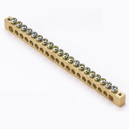 Шина PEN "ноль-земля" (8х12мм) 20 отверстий латунь крепеж по краям PROxima EKF