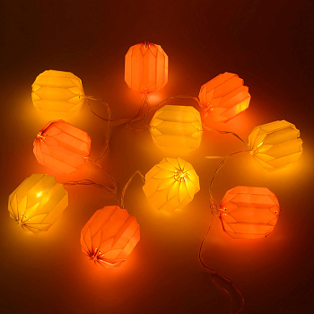 15-20 Электрическая гирлянда светодиодная, бумажная, расстояние между диодами 15 см, с батарейкой APEYRON