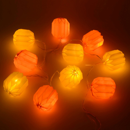 15-20 Электрическая гирлянда светодиодная, бумажная, расстояние между диодами 15 см, с батарейкой APEYRON