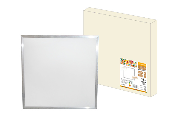 Ультратонкая светодиодная панель ЛП 02 595х595, 2800 лм 36 Вт 4000 К хром, без драйвера, Народная