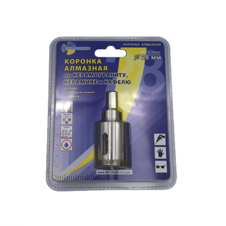 Коронка алмазная по керамике и кафелю с центрирующим сверлом 28мм 400028 Trio-Diamond