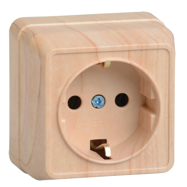 Розетка 1-местная ОУ РС20-3-ОС с з/з 16А ОКТАВА сосна IEK