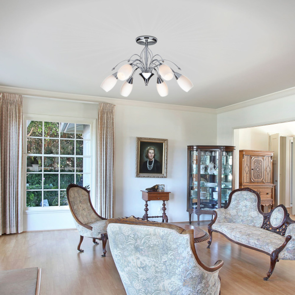 Потолочная люстра с плафонами 6*E14 40Вт хром IP20 Ginevra (22080/6 хром) Eurosvet