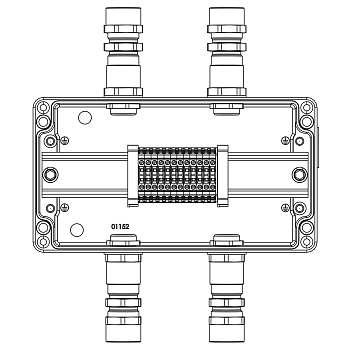 Взрывозащ. клемм. коробка из алюминия TBE-A-14-(12xCBC.2)-2xKA2MHK(A)(C)1Ex e IIC Т5 Gb / Ex tb IIIC T95°C Db IP66 DKC
