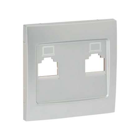 Валенсия Лицевая панель розетки RJ-45 2-местная сталь EKF