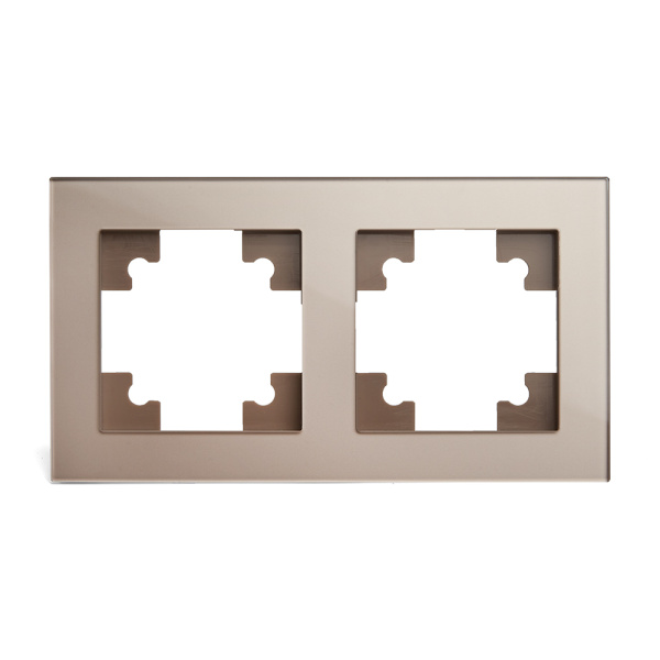 Рамка 2-местная, стекло, STEKKER, GFR00-7002-02, серия Катрин, шампань