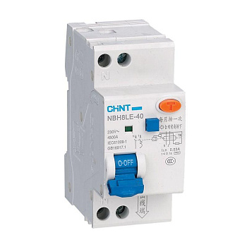 Дифференциальный автоматический выключатель NBH8LE-40 1П+N 10А 30мА х-ка С 4,5кА CHINT Дифференциальный автоматический выключатель NBH8LE-40 1П+N 10А 30мА х-ка С 4,5кА CHINT