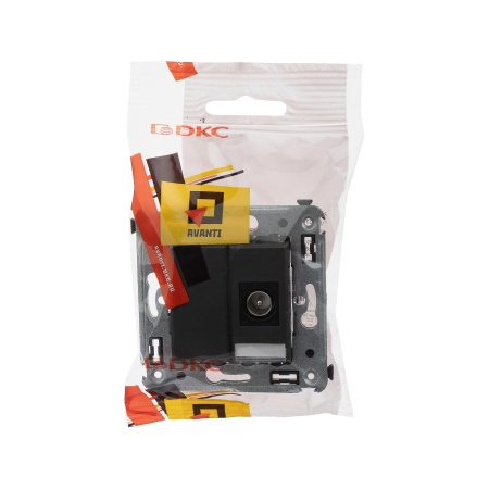 Розетка TV одиночная в стену, "Avanti", "Черный матовый" DKC