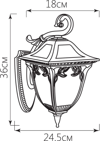 Светильник садово-парковый Feron PL4072 четырехгранный на стену вниз 60W E27 230V, черное золото
