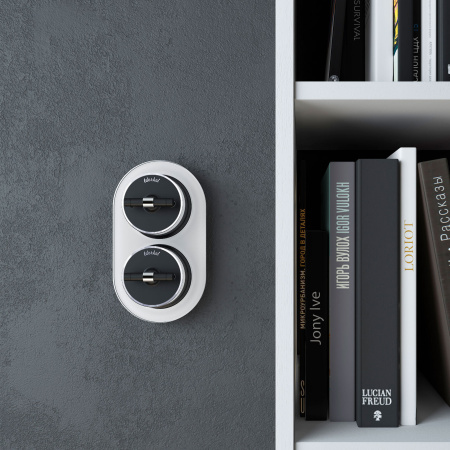 Выключатель на 4 положения двухклавишный (черный матовый/хром) Vintage ОУ IP20 Werkel