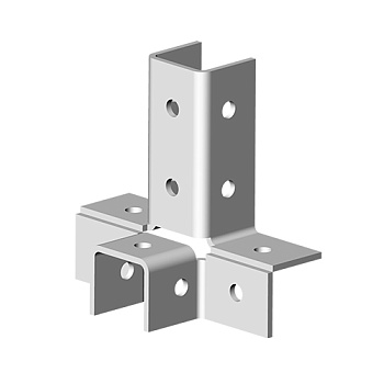 Угловой соединитель 4 профилей 3D, толщ. 4,0 мм, гор. цинк Ostec