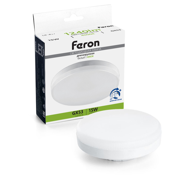 Лампа cветодиодная диммируемая, (15W) 230V GX53 4000K, LB-457 Feron