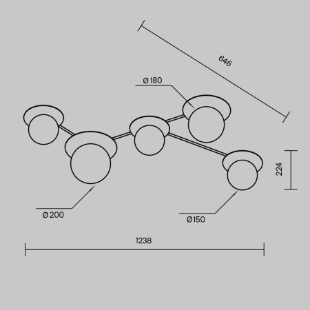 Потолочный светильник 5*E14 40Вт Латунь IP20 Star sky MOD291CL-05BS1 Maytoni